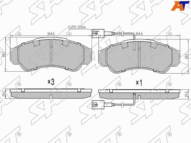 ST-425244 Sat Колодки тормозные перед PEUGEOT BOXER 02-/CITROEN JUMPER 02-/FIAT DUCATO 02- для 