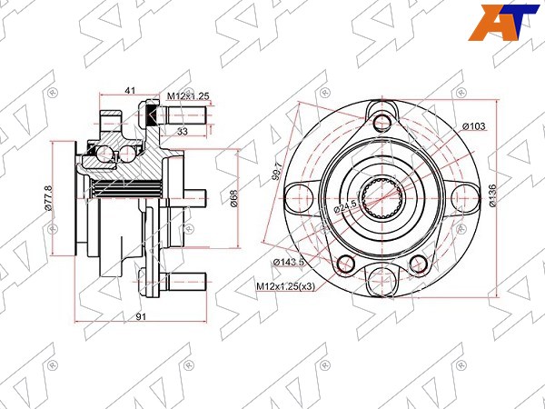 ST-40202-EM00A Sat Ступичный узел перед NISSAN TIIDA C11 ЛЕВЫЙ РУЛЬ для 