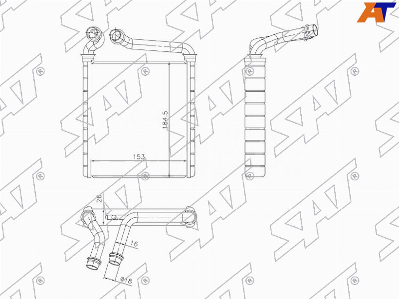 Радиатор отопителя салона SKODA SUPERB/YETI 08-/VOLKSWAGEN GOLF 03-/PASSAT 05-/TIGUAN 07- ST-AU07-395-A0 ST-AU07-395-A0