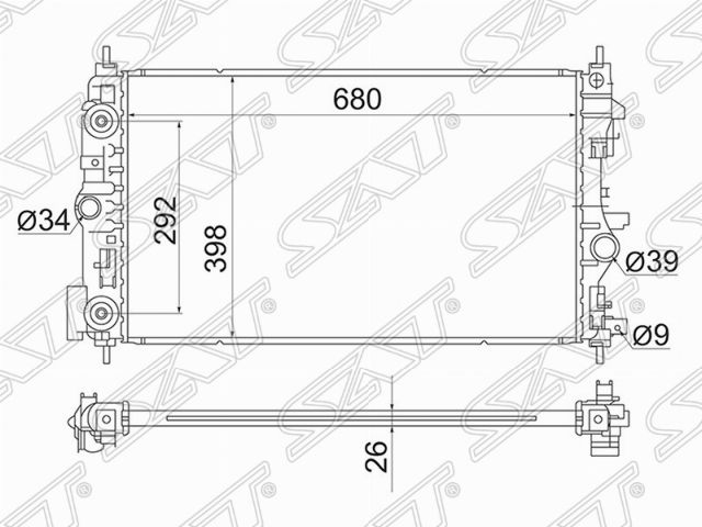 Радиатор охлаждения двигателя 1.4T, 1.6T SGOP0006091 SGOP0006091
