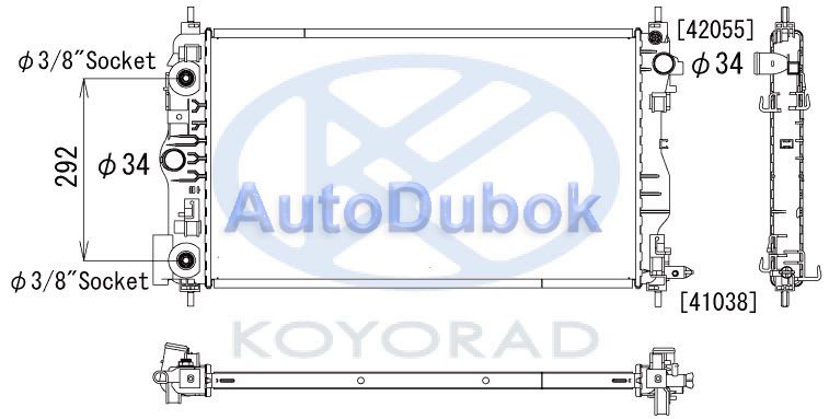 Радиатор охлаждения длинный под автомат патрубок сверху CVCRZ09-915 CVCRZ09-915