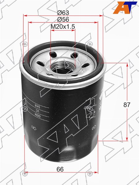 Фильтр масляный MITSUBISHI OUTLANDER 2.0 4B11/2.2 DI-D 4HK,4HN/2.4 4B12/3.0 6B31/DELICA 4G64/4G32/4G ST-MD360935 ST-MD360935