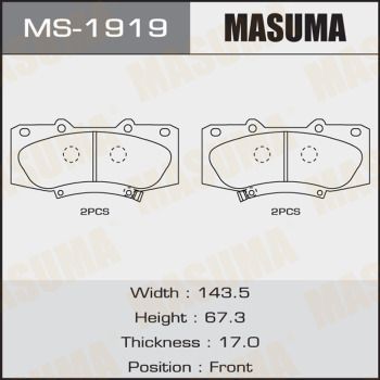 MS1919 Masuma КОЛОДКИ ПЕРЕДНИЕ HILUX для 