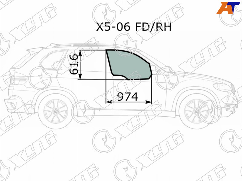 X5-06 FD/RH XYG Стекло переднее правое опускное BMW X5 E70 06-13 для 