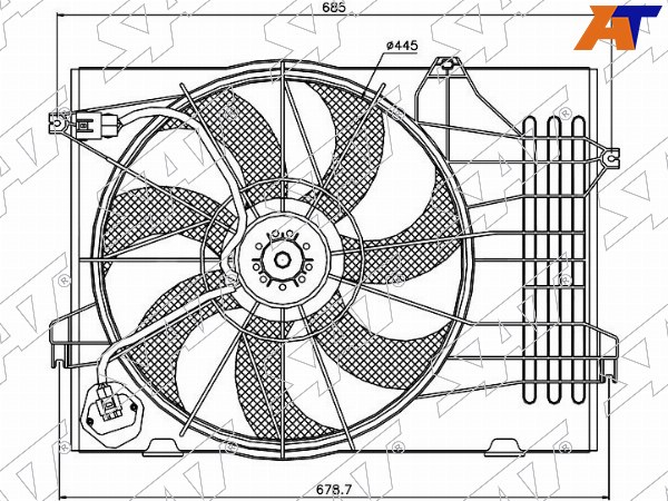 ST-HN50-201-A0 Sat Диффузор радиатора в сборе HYUNDAI TUCSON 04-09/KIA SPORTAGE 04-09 2,7i для 