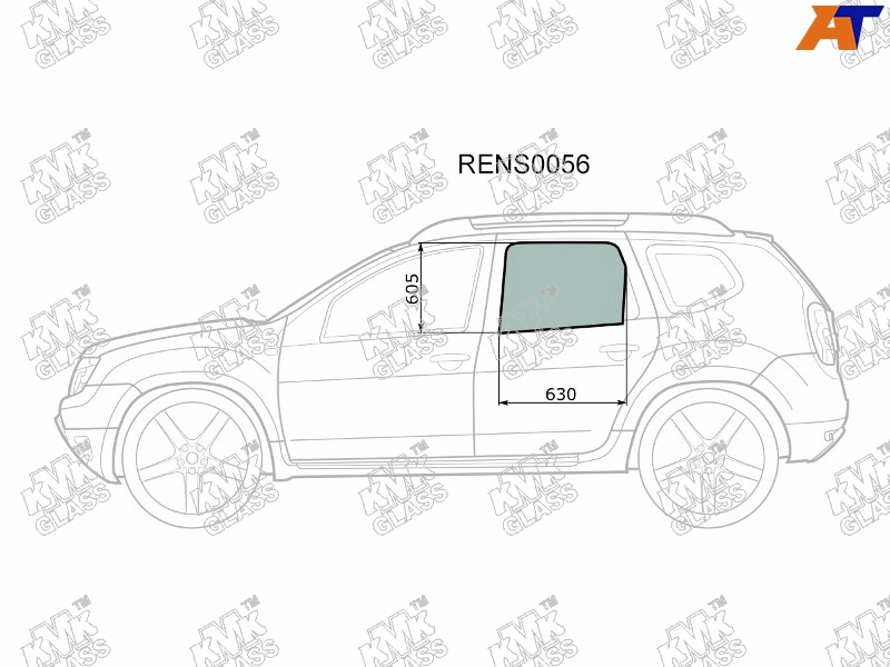 Стекло заднее левое опускное RENAULT DUSTER 10-21/NISSAN TERRANO 14- RENS0056 RENS0056