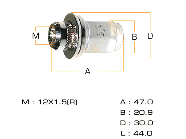 MLS149 Masuma Гайка крепления колеса M12x1.5x47/S21 для 