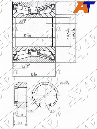Подшипник зад ступицы NISSAN CUBE Z11/MARCH K12/NOTE/RENAULT LOGAN/CITROEN C2/C3/PEUGEOT (ремкомп.) ST-7701205812 ST-7701205812