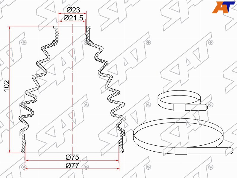 Пыльник шрус наружный MAZDA 3/AXELA BL/BK 03-13/KIA CEED 06-12  (2 хомута. резина) C-1581 C-1581