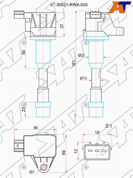 ST-30521-PWA-003 Sat Катушка зажигания RR HONDA CIVIC 06-12/FIT/JAZZ 02-08/INSIGHT 09-14 L12/L13 для 