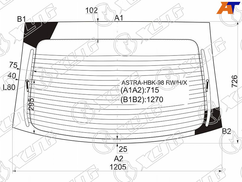 ASTRA-HBK-98 RW/H/X XYG Стекло заднее с обогревом OPEL ASTRA G 3/5D HBK 98-04 для 