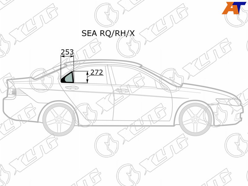 SEA RQ/RH/X XYG Стекло форточки (уголок) задней правой двери HONDA ACCORD 02-08/ACURA TSX 4D 04-08 для 