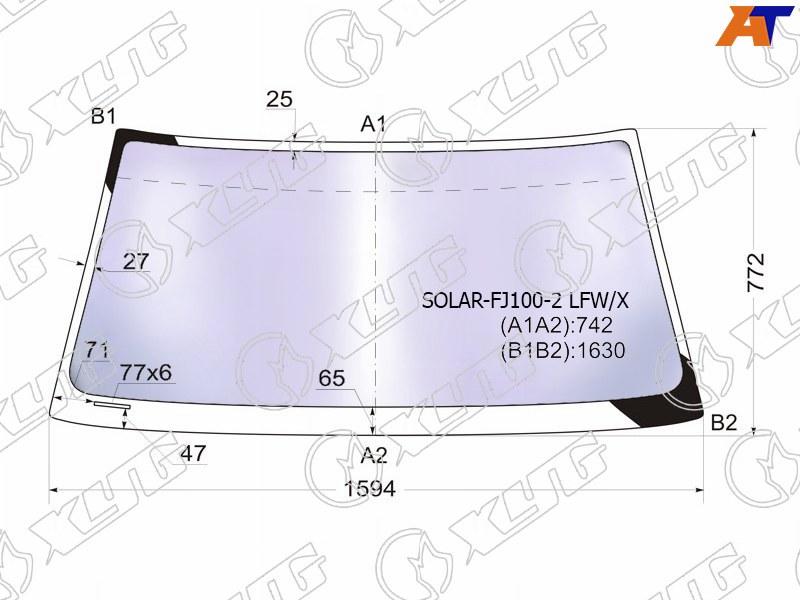 SOLAR-FJ100-2 LFW/X XYG Стекло лобовое атермальное TOYOTA LAND CRUISER 98-07 (Solar-X защита от ультрафиолета) для 