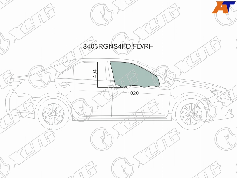 8403RGNS4FD FD/RH XYG Стекло переднее правое опускное (с креплением) TOYOTA CAMRY ACV50 11-18 для 