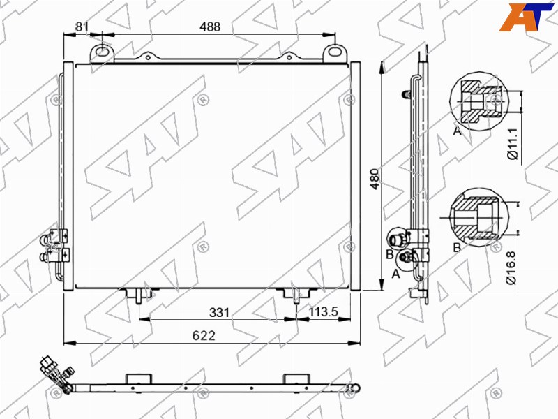 ST-MD56-394-0 Sat Радиатор кондиционера MERCEDES E-CLASS  W210 E200/E230/E240/E280/E320 95- для 