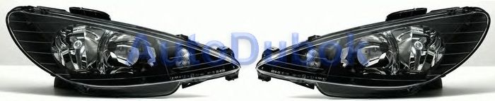 550-1121P-LDEM2 Depo Фара 2х ламповая (комплект пр+лев) п/корректор тюнинг прозрач внутри черные для 