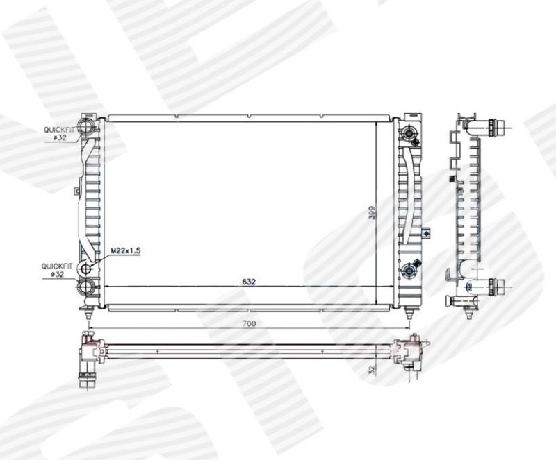 Радиатор охлаждения 1,6/1,8/1,9TDI/2,0/2,3 MT/AT RA60229 RA60229