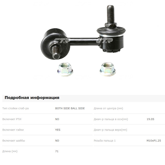 CLT8 CTR ТЯГА СТАБИЛИЗАТОРА SL2990R для 