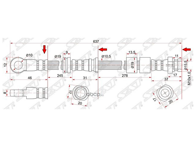 Шланг тормозной передний левый ST4650A645 ST4650A645