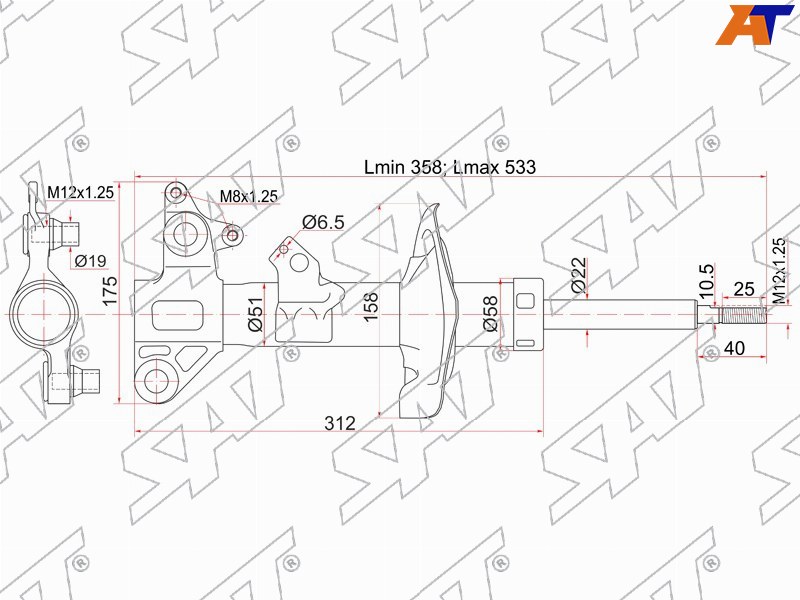 Стойка передняя NISSAN PRIMERA 02- RH ST-54302-AW025 ST-54302-AW025