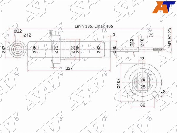 ST-52611-S6A-N03 Sat Стойка задняя HONDA CIVIC 01- LH=RH для 