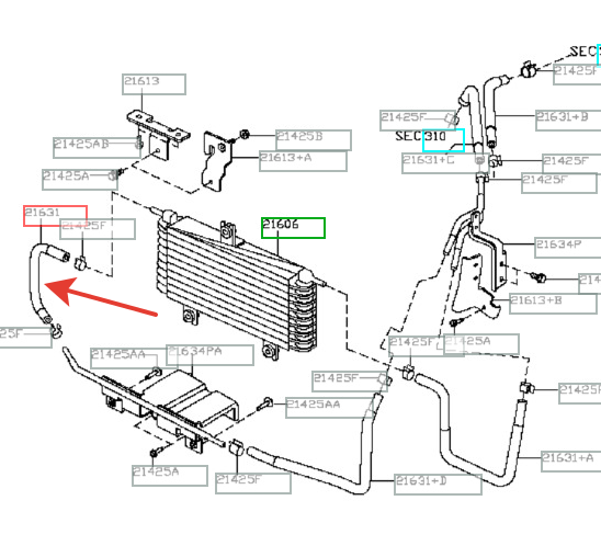 Шланг подводящий к радиатору CVT 216334EA0A 216334EA0A