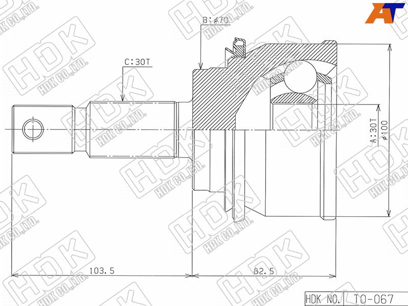 TO-067 Hdk Шрус наружный FR TOYOTA LAND CRUISER PRADO 120/150 02-/LEXUS GX470 02-09/GX460 10-- для 