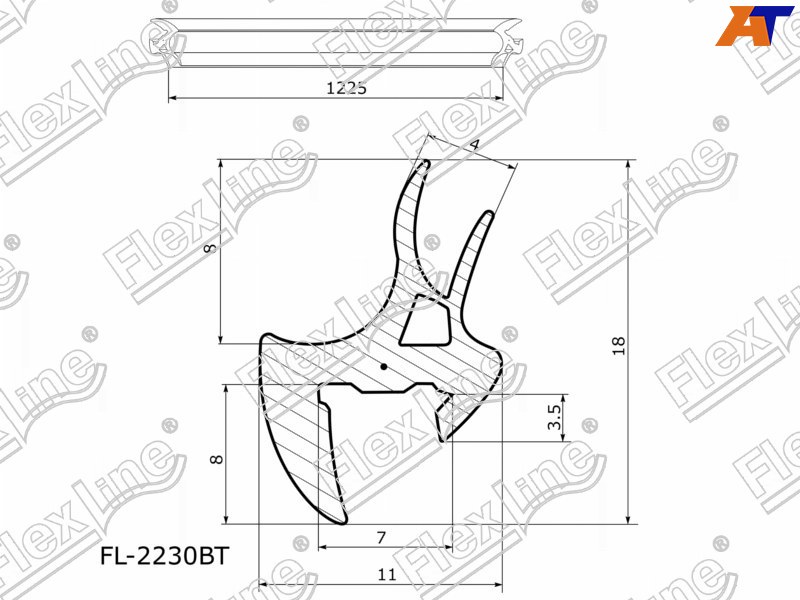 FL-2230BT FLEXLINE Молдинг лобового стекла TOYOTA KLUGER/HIGHLANDER 00-07 для 