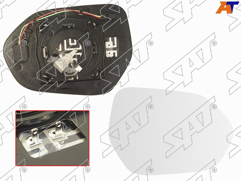 ST-121-0106 Sat Полотно зеркала TOYOTA CAMRY 18- RH сферическое с обогревом, мёртвая зона для 