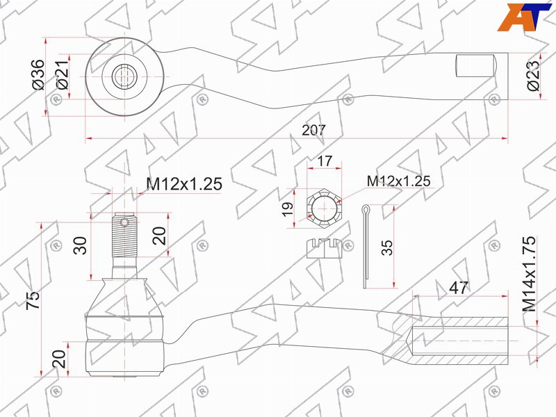 ST-45046-29365 Sat Наконечник рулевой  TOYOTA AVENSIS 00- RH для 