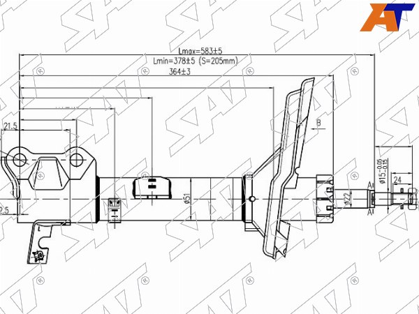 ST-48540-49215 Sat Стойка задняя TOYOTA HARRIER/LEXUS RX300/330/350/KLUGER/HIGHLANDER 03- 4WD LH для 