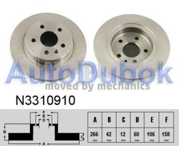 N3310910 Nipparts Тормозной диск задний D=268 для 