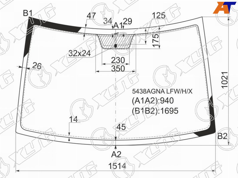 5438AGNA LFW/H/X XYG Стекло лобовое + антенна MERCEDES-BENZ VITO/VIANO W639 03- для 