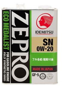Масло моторное 0W20 IDEMITSU 4л синтетика Zepro Eco Medalist SN/GF-5 (Япония) 3583-004 3583-004