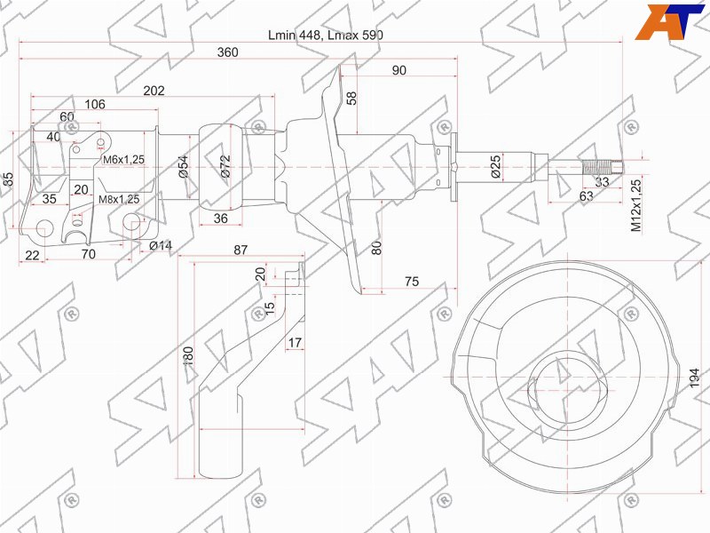 Стойка передняя HONDA STREAM 00-06 LH ST-51606-S7A-N06 ST-51606-S7A-N06