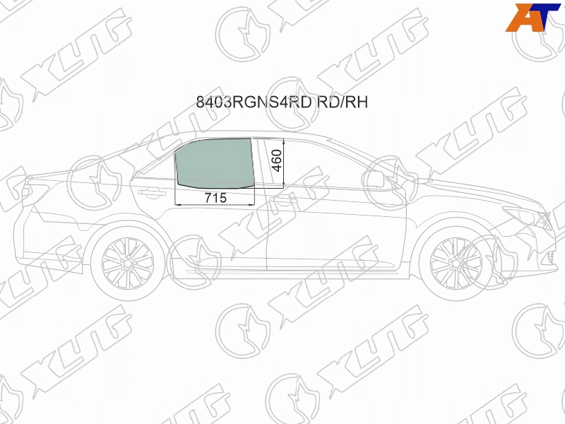 8403RGNS4RD RD/RH XYG Стекло заднее правое опускное (с креплением) TOYOTA CAMRY ACV50 11-18 для 