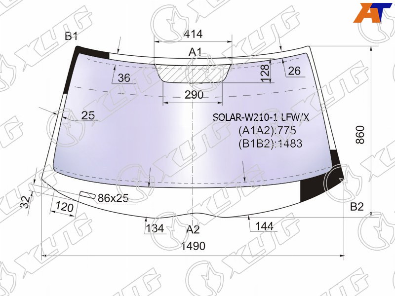 SOLAR-W210-1 LFW/X XYG Стекло лобовое атермальное MERCEDES E-CLASS W210 4/5D 95-02 (Solar-X защита) для 