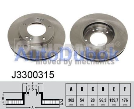 J3300315 Nipparts Тормозной диск передний для 