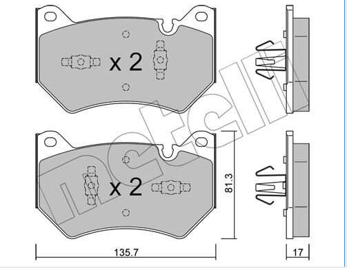 22-1170-1 METALCAUCHO Тормозные колодки передние для 