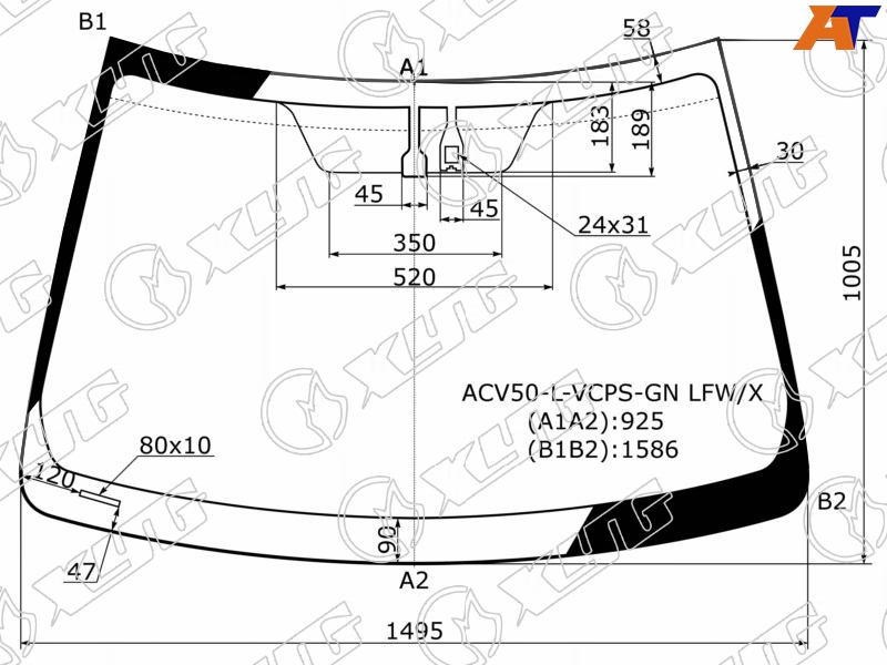 ACV50-L-VCPS-GN LFW/X XYG Стекло лобовое + дд TOYOTA CAMRY ACV50 11-18 для 