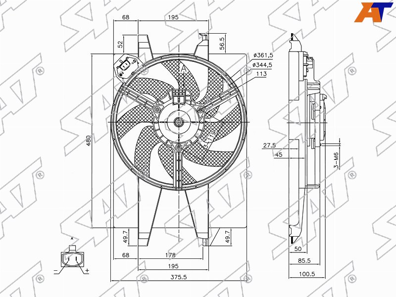 ST-FD08-201-0 Sat Диффузор радиатора в сборе FORD FUSION/FIESTA 2001-2008/MAZDA 2 2002- для 