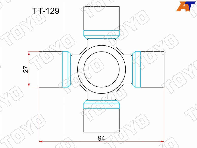 Крестовина карданного вала TOYOTA HILUX 05-12/TUNDRA 99-13/NISSAN PATHFINDER 05-13 TT-129 TT-129