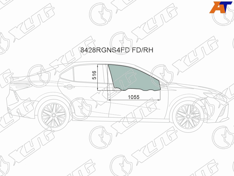 8428RGNS4FD FD/RH XYG Стекло переднее правое опускное TOYOTA CAMRY XV70 17- для 