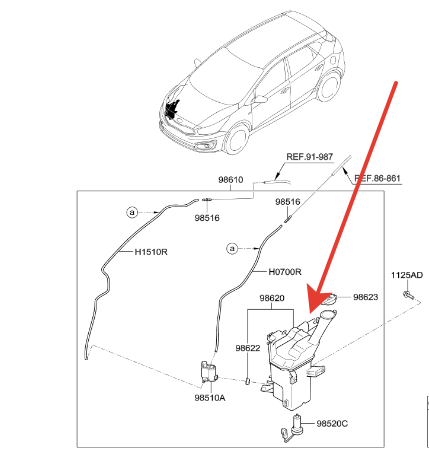 98620A2100 Mobis Бачок стеклоомывателя для 