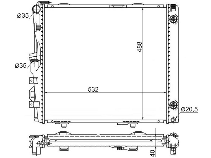 MB0001 Sat Радиатор охлаждения 2.6/2.8/3.0/3.2/3.6 для 
