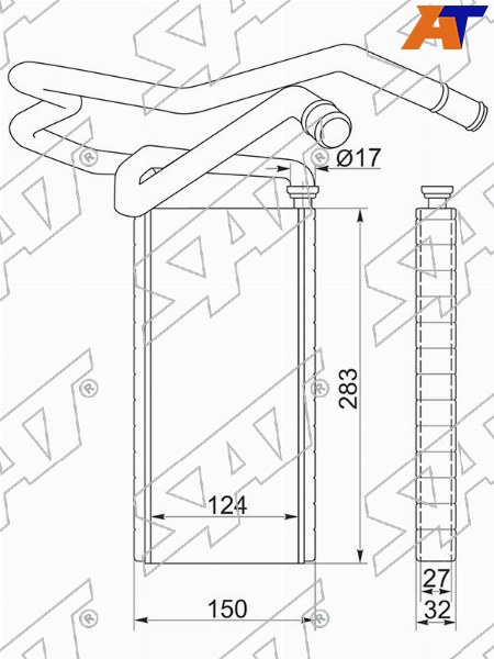 ST-TY91-395-0 Sat Радиатор отопителя салона TOYOTA LAND CRUISER PRADO 120/SURF 215 02-09/FJ CRUISER 10- для 