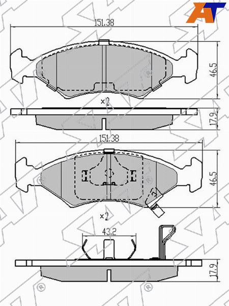 Колодки тормозные перед CHEVROLET COBALT 11-/RAVON R4 17-/KIA SPORTAGE 93-05 ST-94748947 ST-94748947