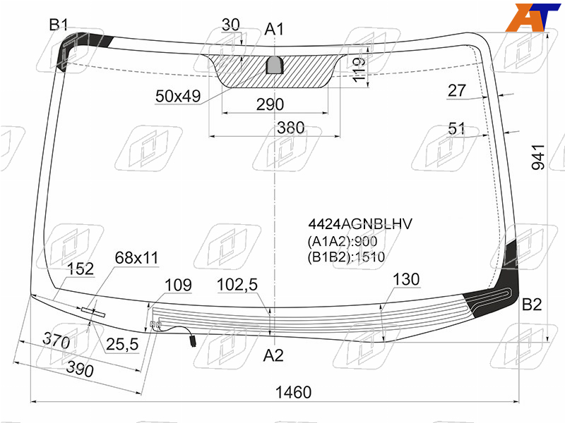 Стекло лобовое с обогревом щеток KIA SPORTAGE 04-10 4424AGNBLHV 4424AGNBLHV