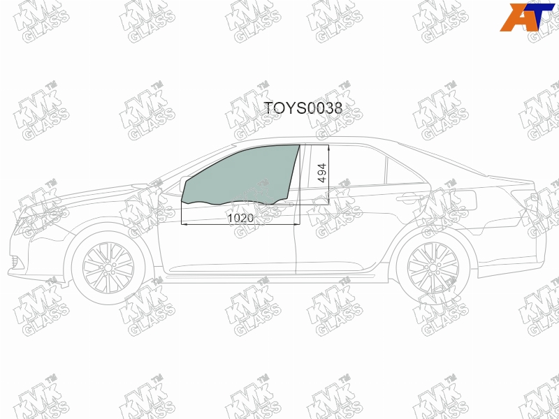 TOYS0038 KMK Стекло переднее левое опускное TOYOTA CAMRY ACV50 11-18 для 