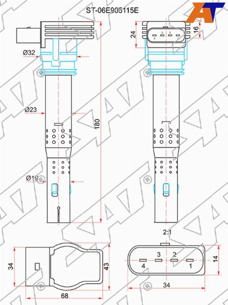Катушка зажигания VAG A4/6/Q7/PASSAT V ST-06E905115E ST-06E905115E